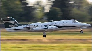 Learjet 35A N986SA Departing Southwest Washington Regional Airport [upl. by Aihpos]