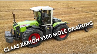 4Kᵁᴴᴰ August 2024 Claas Xerion 3300 with a Miles mole drainer in Suffolk [upl. by Nalyt907]