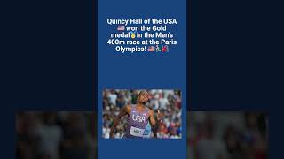 Quincy Hall of USA won Gold medal in the Mens 400m race at the Paris Olympics olympics2024 [upl. by Lahcar995]