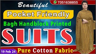 19 feb 24  Pocket Friendly Pure Cotton Suit  Bagh Handblock Printed  7351638855 [upl. by Feilak]