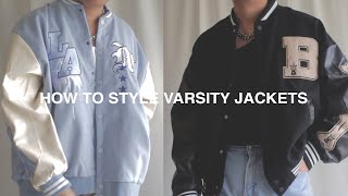 HOW TO STYLE Varsity Jackets  Varsity Jacket Outfit Ideas [upl. by Ranjiv]