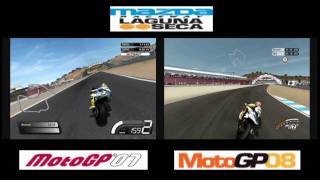 MotoGP 07 vs MotoGP 08 LAGUNA SECA [upl. by Nibaj]