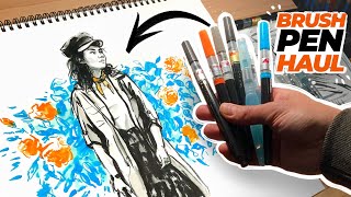 Reviewing my Pentel BRUSH PEN haul [upl. by Yeldar333]