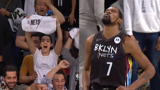 Kevin Durant pulls up and hits the ridiculous 3 to beat the shot clock Nets vs Bucks Game 5 [upl. by Assille]