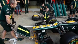 F1 pit stop procedure Caterham F1 technical [upl. by Hunley]