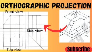 Orthographic projection in  engineering drawing  technical drawing [upl. by Cecilla]