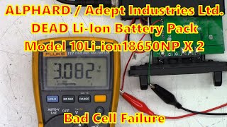 ALPHARDAdept Industries Ltd Model 10Liion18650NP X 2 Dead Battery Pack Diagnosis [upl. by Atsirt]