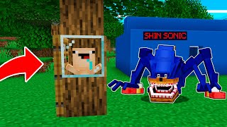 ¡ME ESCONDI de SHIN SONIC DENTRO de un ARBOL 😱 BEBE NOOB en MINECRAFT [upl. by Lock]