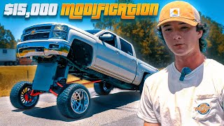 19 Year Old Squatted Truck  CUSTOM Built Lift Kit  Turbo [upl. by Kati418]