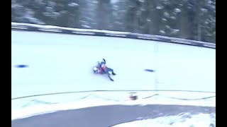 KashkinKorshunov RUS Hard Crash on Doubles Luge World Cup in Oberhof [upl. by Kermit]