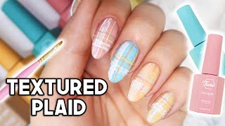 Textured Plaid Sweater Nail Art Tutorial Korean Gel Nail Products  Fioté [upl. by Schnur]