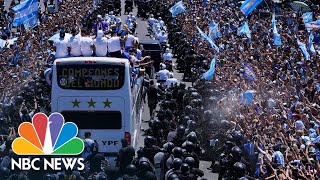 Argentina World Cup Champions Welcomed With Massive Street Celebrations [upl. by Heriberto]