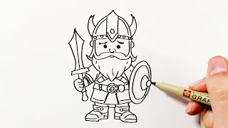 How to Draw a Viking Ship in a Few Easy Steps Drawing Tutorial for Beginner Artists [upl. by Nivlad]