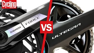 SRAM Force AXS v Shimano Ultegra Di2 R8100  Groupset Head To Head [upl. by Furlong973]