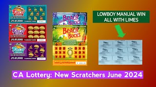 CA Lottery New Scratchers For June 2024 MANUAL WIN ALL [upl. by Neirual]