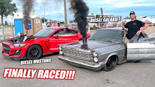 Cummins Swapped Galaxie vs Cummins Swapped Mustang Finally Racing Westen Champlin [upl. by Enialb]