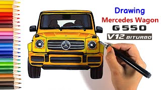 Mercedes G Wagon Drawing  Custom G550 Easy Car Draw and Color [upl. by Ybrek]