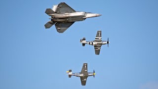 EAA Airventure 2023 F22 Raptor amp P51 Mustang heritage flyby [upl. by Ybab]