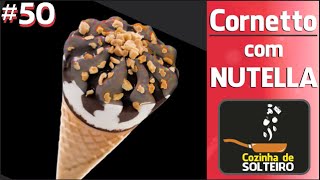 como fazer sorvete CORNETTO COM NUTELLA  COZINHA DE SOLTEIRO [upl. by Gamal]