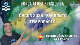 🔥SARGENTO Temporário da AERONÁUTICA – QSCon 2025  INSCRIÇÕES ABERTAS [upl. by Aseyt]