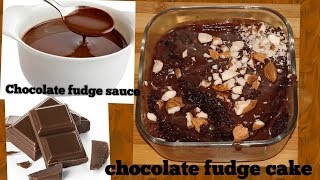 EGGLESS CHOCOLATE FUDGE CAKE WITH FUDGE SAUCE RECIPE [upl. by Ennairek784]