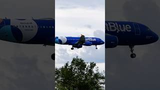 JetBlue Spotlights Livery Landing shorts aviation airbus jetblue planespotting [upl. by Puff]