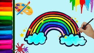 Leer om een regenboog te tekenen voor kinderen  Kleurplaten voor kinderen tekenen en kleuren leren [upl. by Bar733]