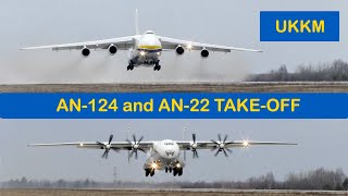 AN124 Ruslan and AN22 Antei TakeOff in UKKM Airport [upl. by Anatnahs]