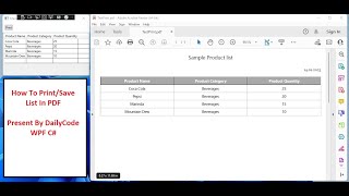 How To PrintSave DataGrid List In PDF CWPFDemo [upl. by Lily]