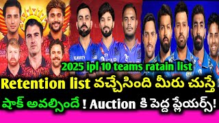 2025 ipl 10 teams retention list  cric news telugu channel [upl. by Purdum]