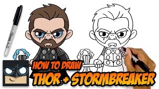 How to Draw Thor and Stormbreaker  The Avengers Endgame [upl. by Bette-Ann307]