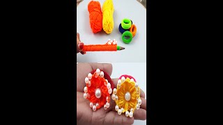 Super Easy Woolen Flower Making Ideas with Pencil [upl. by Esened345]