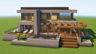 MODERNE VILLA mit POOL in MINECRAFT bauen TUTORIAL HAUS 272 [upl. by Andree]