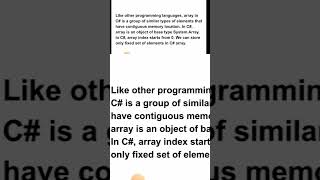 C array Short  malayalam tutorial  Csharp programming language [upl. by Jermyn74]