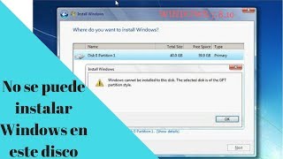 No se puede instalar Windows en este disco Solución 2018 [upl. by Mulcahy444]