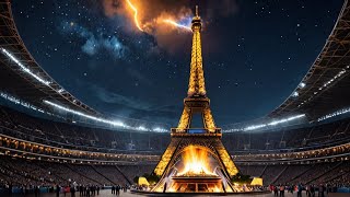 Paris 2024 Olympics Opening Ceremony Eiffel Tower amp Olympic Cauldron [upl. by Ylliw]