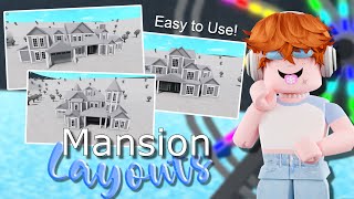 3 FREE Bloxburg MANSION Layouts  StepbyStep Tutorials  Free to Use [upl. by Lyret430]