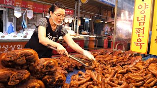 무조건 돼지꼬리 서비스 족발 미니족 편육 돼지머리 청량리 나라족발 Korean Pig trotter Jokdal  Korean Street Food [upl. by Waddell505]