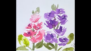 Stock flowers in watercolor [upl. by Akenehs]