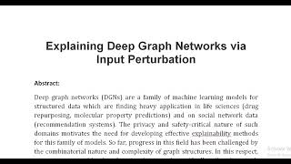 Explaining Deep Graph Networks via Input Perturbation [upl. by Hedy]