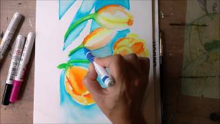 Tulpen schilderen met ecoline brushes talens [upl. by Saeger]