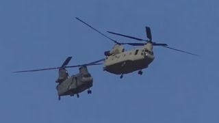 2 Australian Army Chinooks flying over Canberra  18042016 [upl. by Anitnamaid]