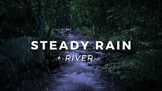 Rain on Leaves for FAST Sleep  Gentle Rain amp River Sounds [upl. by Antons346]