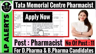 Pharmacist Vacancies At Tata Memorial Center  Homi Bhabha Cancer Hospital  Date 22 Nov 2024 [upl. by Ainna]