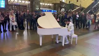 Passengers listening piano at the train station [upl. by Eudocia]