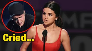 Selena Gomezs AMAs Speech and Justin Biebers Tears [upl. by Jehu]