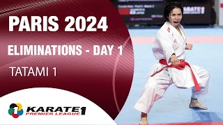 Karate1 PARIS  Day 1 – ELIMINATIONS  Tatami 1  WORLD KARATE FEDERATION [upl. by Dun26]