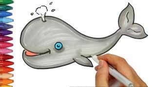 Come disegnare una balena  Come disegnare e colora per i bambini [upl. by Gokey]