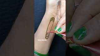 Safety pin mehndi design  pin tattoo design shorts youtube mehndivideo viral trending reels [upl. by Gazo]