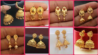 latest gold earrings designs short earrings stud earrings designs 2024Earrings For Daily Wear [upl. by Elletse]